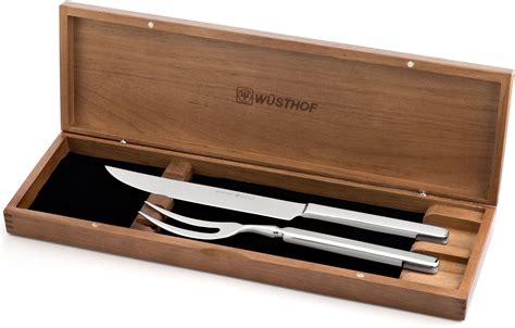 wüsthof 2-piece stainless steel carving set in walnut box|Wusthof 2.